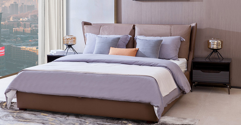 Dormitorio minimalista moderno Tecnología Tela Pluma Dorso suave Cama doble A20001